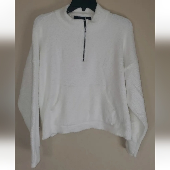 Nordstrom RDI Women’s Large White Half Zip Pullover Fuzzy Kangaroo Pocket - Picture 2 of 4